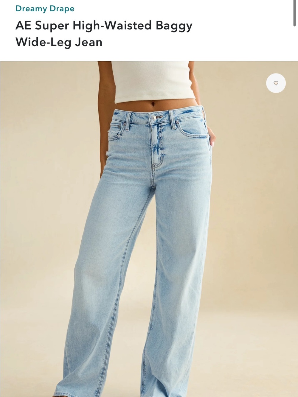 American Eagle Outfitters Light Wash Super High-Waisted Wide-Leg Jeans
